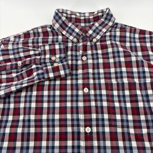Banana Republic Grant Fit 078 Wash Shirt Red Blue Plaid Button Down Mens M